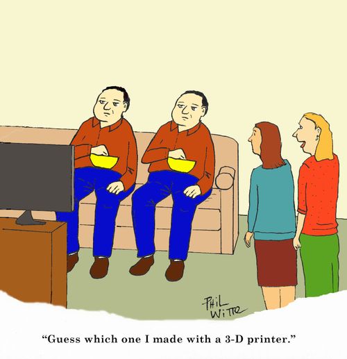 "Guess which one I made with a 3-D printer."