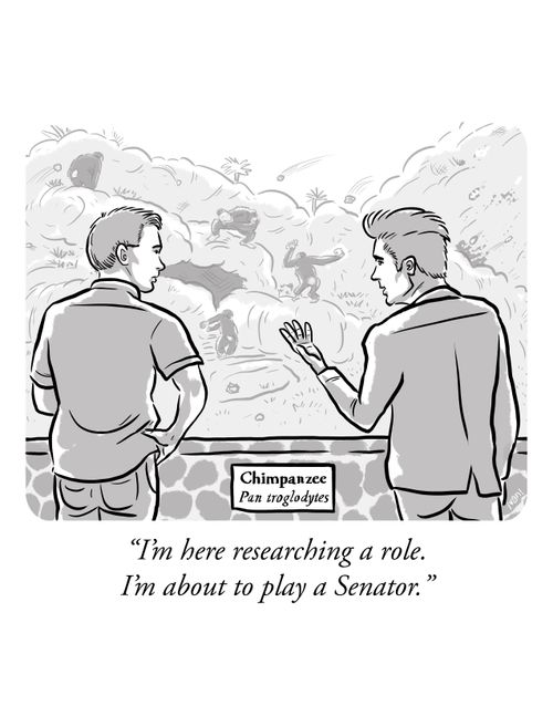 "I'm here researching a role. I'm about to play a Senator."