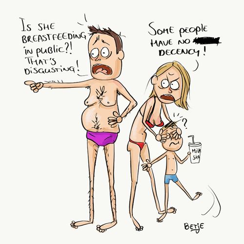 "Is she breastfeeding in public?! That's disgusting!" 