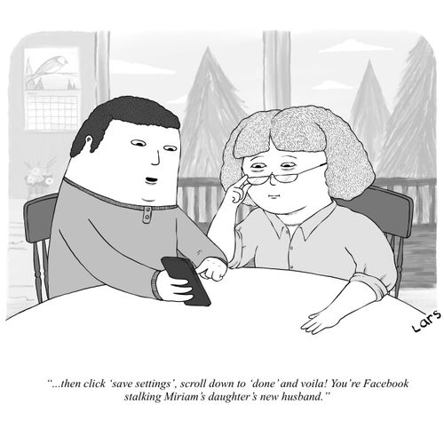 "...then click 'save settings', scroll down to 'done' and voila! You're on Facebook stalking Miriam's daughter's new husband." 