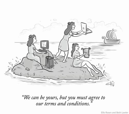 "We can be yours, but you must agree to our terms and conditions."