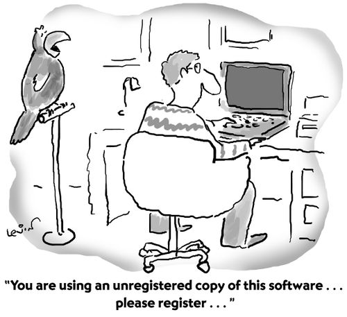 "You are using an unregistered copy of this software...please register..."
