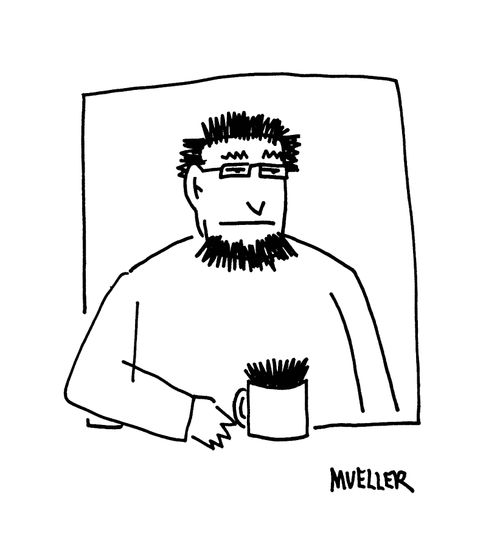 Hipster and his beard in a mug.