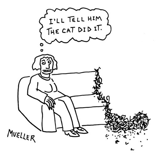 "I'll tell him the cat did it."