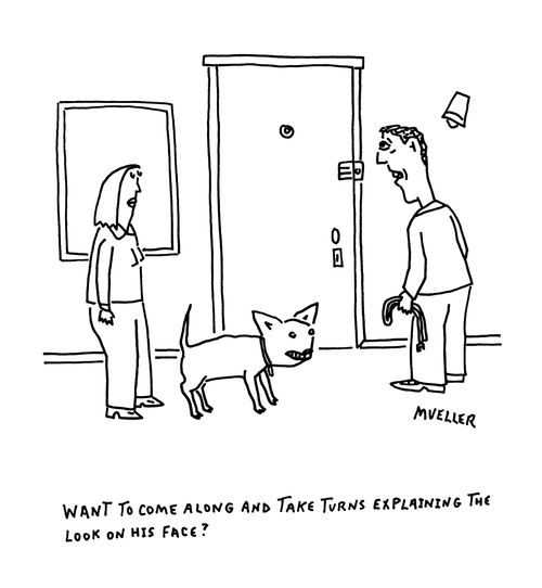 "Want to come along and take turns explaining the look on his face."