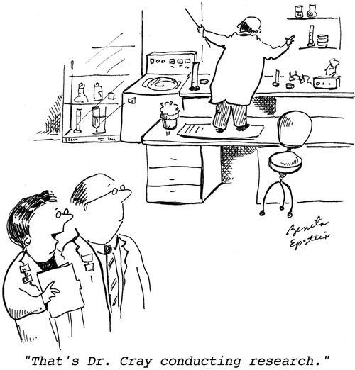 "That's Dr. Cray conducting research."
