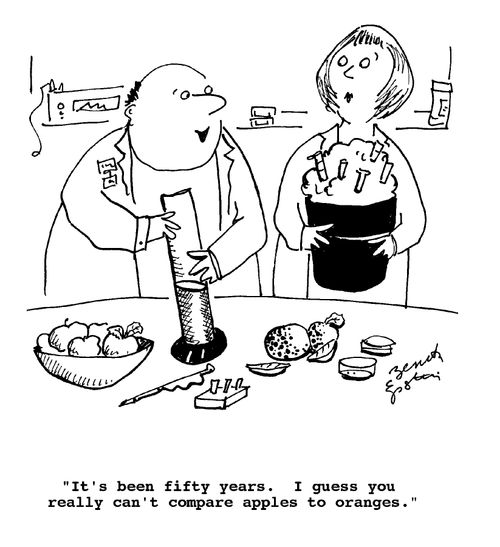 "It's bee fifty years. I guess you really can't compare apples to oranges."