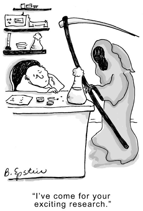 "I've come for your exciting research."