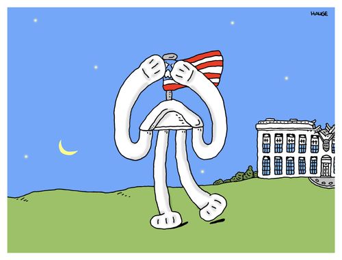 The North Portico of the White House runs away crying.