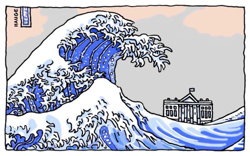 The great wave of Kanagawa crashes down on the White House