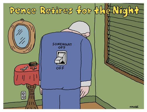 Pence retires for the night.