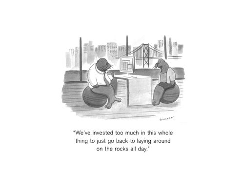 "We've invested too much in this whole thing to just go back to laying around on the rocks all day."