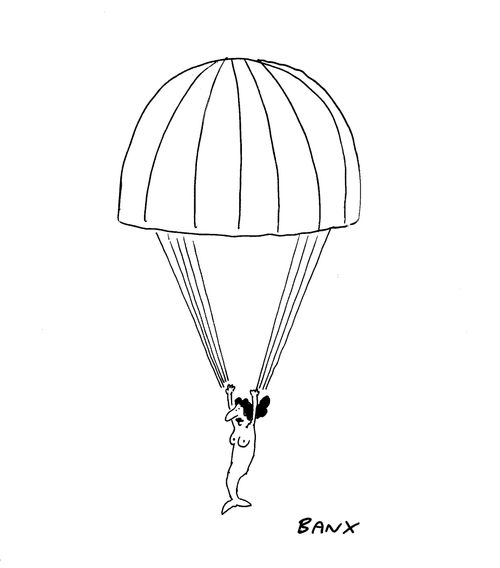Mermaid parachuting.