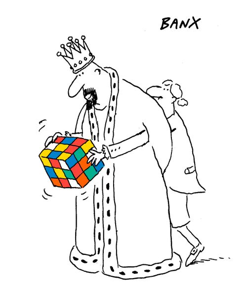 King completes rubik's cube.