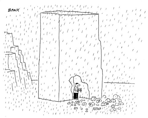 Sheltering sculptor.