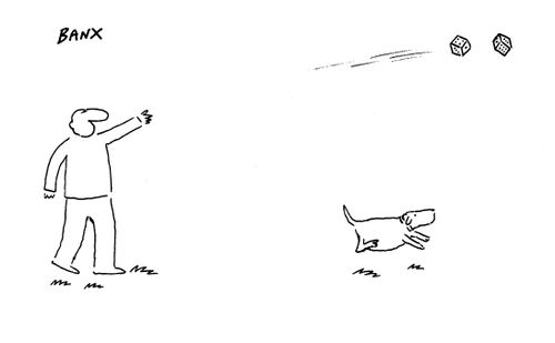 Dog fetches dice