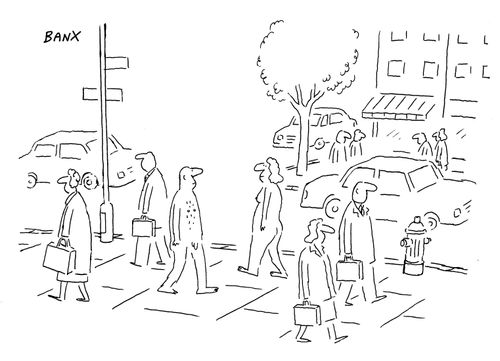 Nude pedestrians.