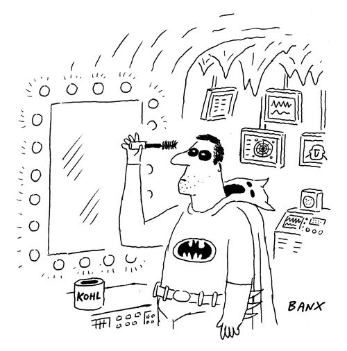 Batman applying make-up