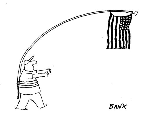 Walking US Flag pole.