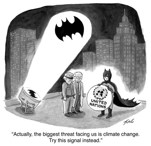 "Actually, the biggest threat facing us is climate change. Try this signal instead."
