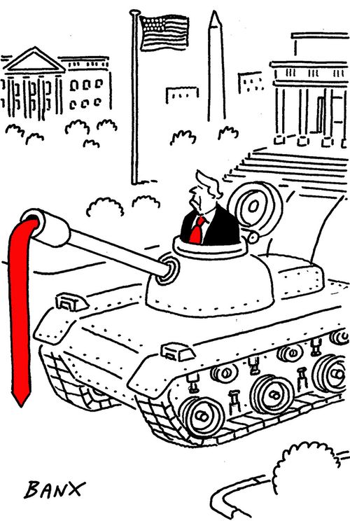 Donald Trump in a tank