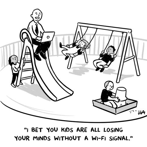 "I bet you kids are all losing your minds without a wi-fi signal."