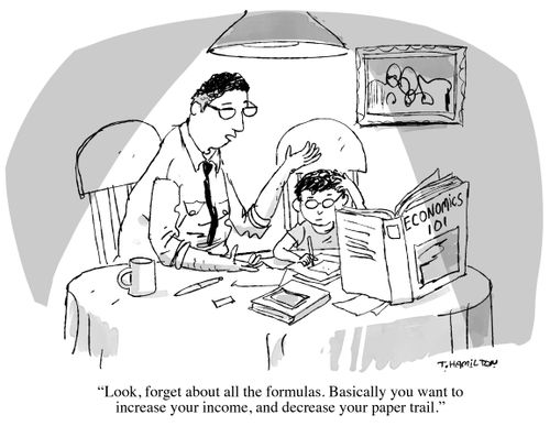 "Look, forget about all the formulas. Basically you want to increase your income, and decrease your paper trail."