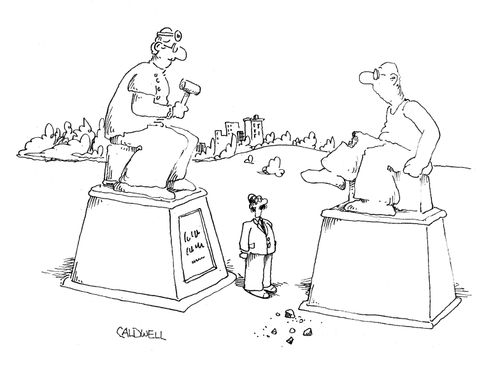 A doctor statue and a patient statue
