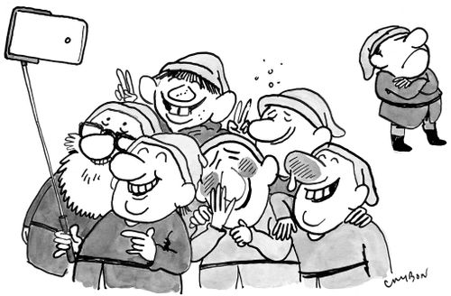 Seven dwarves with a selfie stick