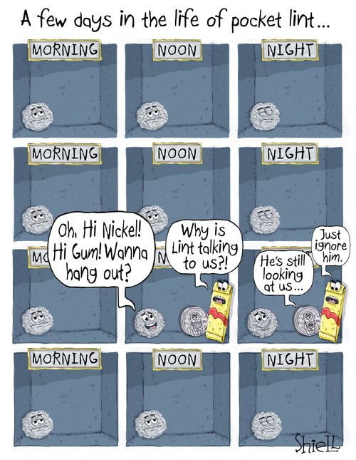 A few days in the life of pocket lint. . . 