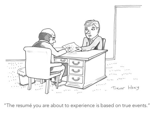"The resume you are about to experience is based on true events."