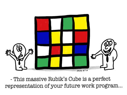 This massive Rubik's Cube is a perfect representation of your future work program..."