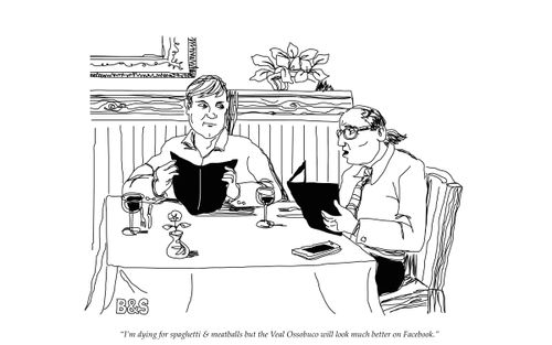 "I'm dying for spaghetti & meatballs but the Veal Ossobuco will look much better on Facebook."