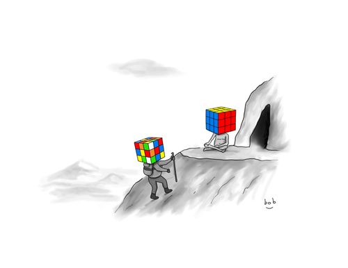 A puzzle cube seeks enlightenment 