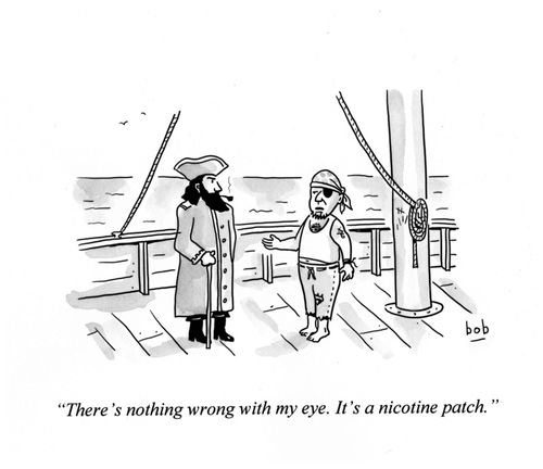 "There's nothing wrong with my eye. It's a nicotine patch."
