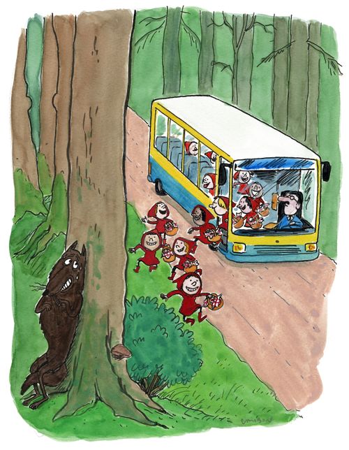 A group of Little Red Riding Hoods