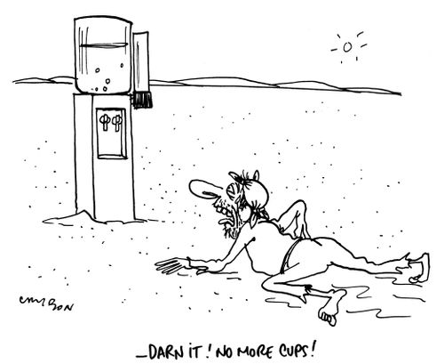 "Darn it! No more cups!"