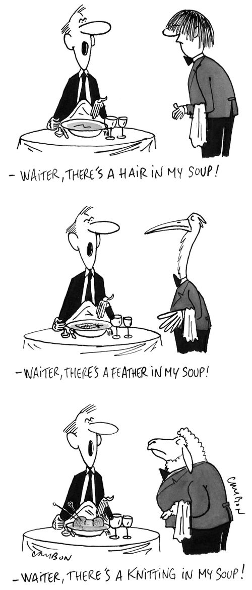 "Waiter, there's a hair in my soup!" 