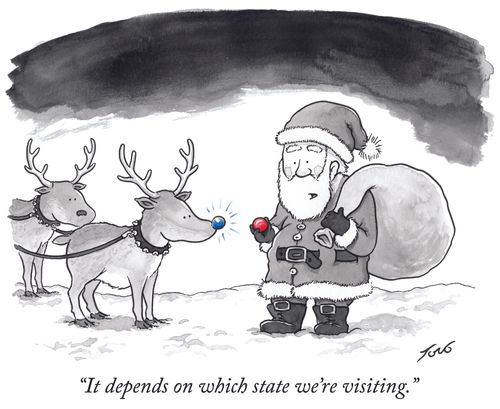 "It depends on which state we're visiting."