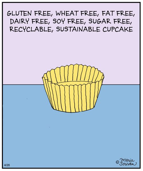 Gluten Free, Wheat Free, Fat Free, Dairy Free, Soy Free, Sugar Free, Recyclable, Sustainable Cupcake
