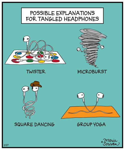 Possible explanation for the tangled headphones