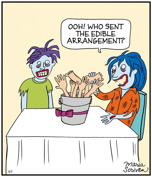 "Ooh! Who sent the edible arrangement?"