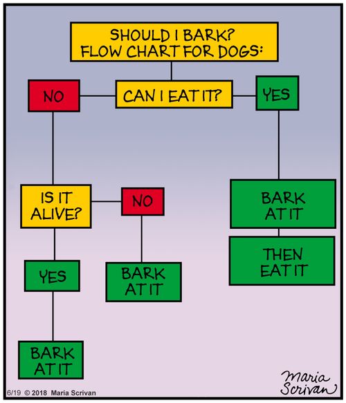 Should I bark? Flow chart for dogs