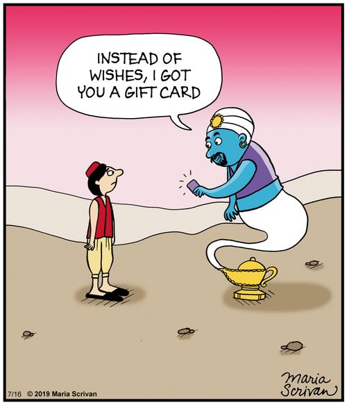 "Instead of wishes, I got you a gift card."