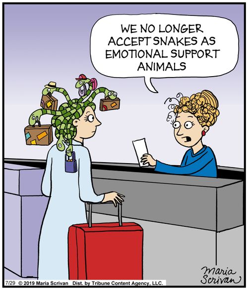 "We no longer accept snakes as emotional support animals."