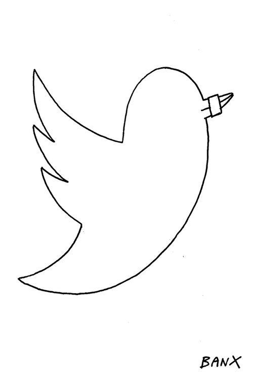 The Twitter logo with its mouth taped shut