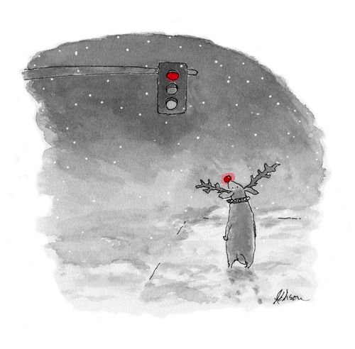 Rudolph at a Traffic Light
