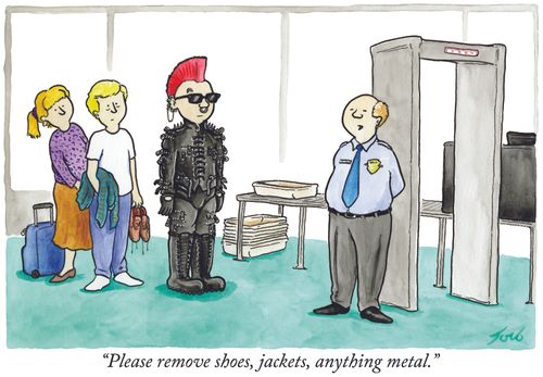 "Please remove shoes, jackets, anything metal."