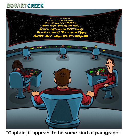 "Captain, it appears to be some kind of paragraph."