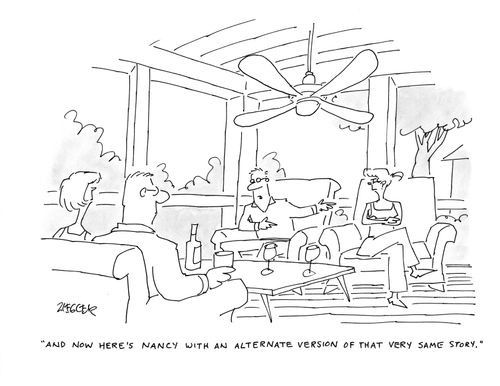 "And now here's Nancy with an alternate version of that very same story."